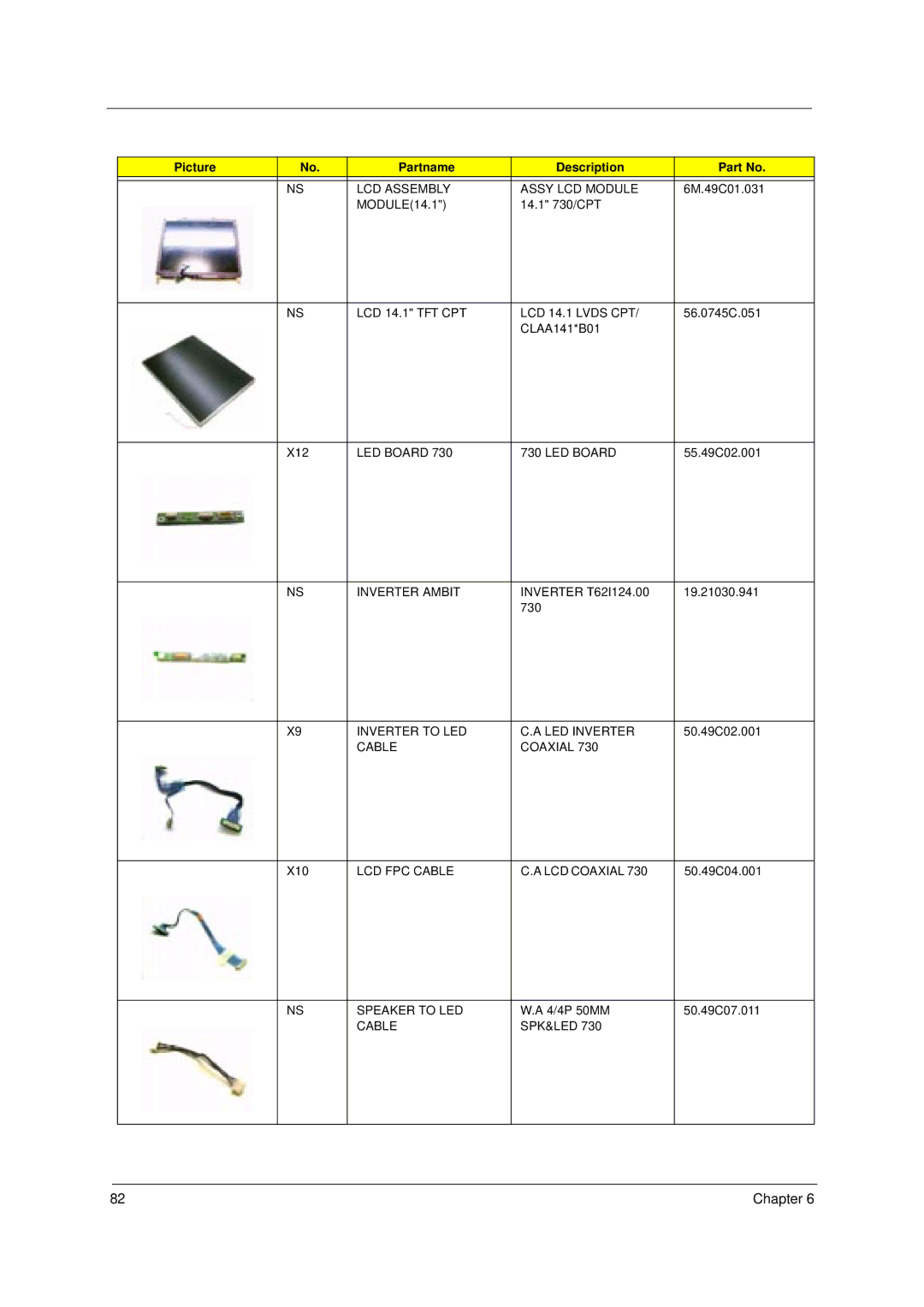 Acer 49.49C02.001 manual LCD Assembly Assy LCD Module 