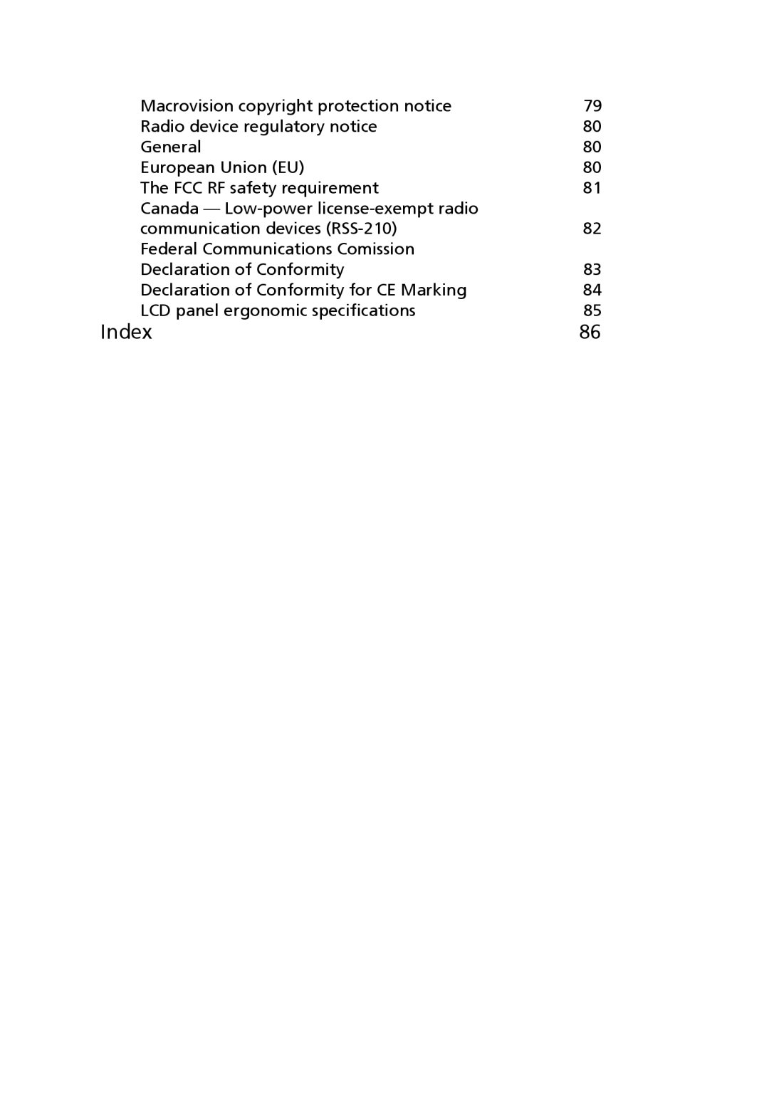 Acer 5000 Series manual Index 