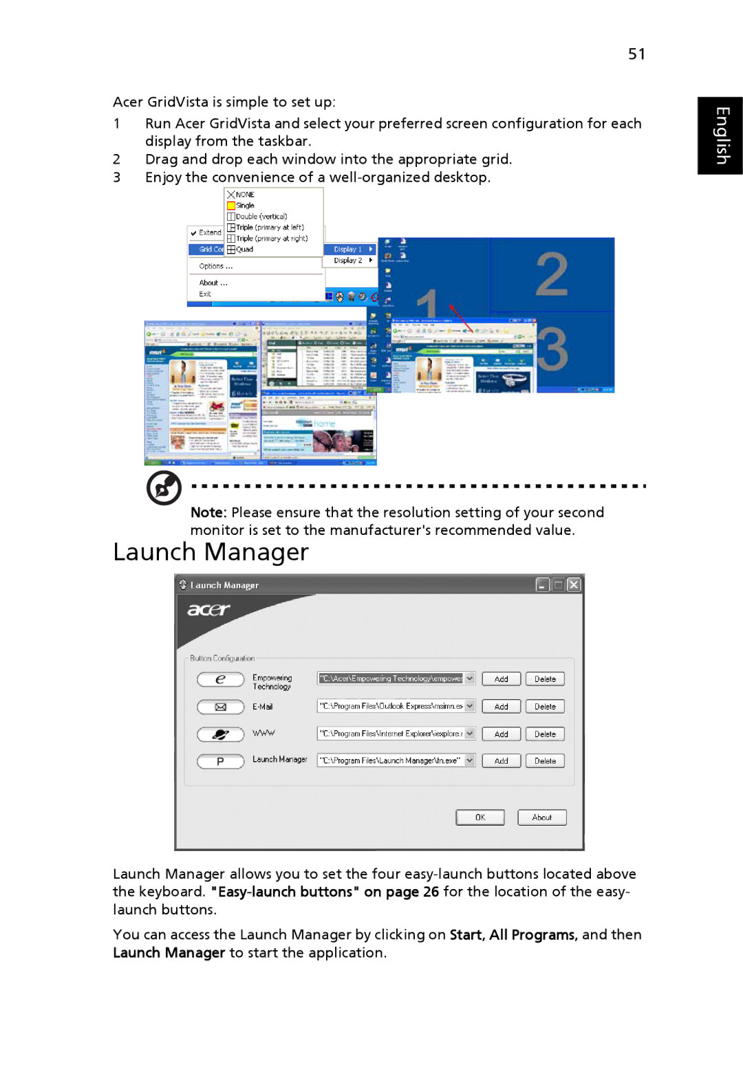 Acer 5000 Series manual Launch Manager 