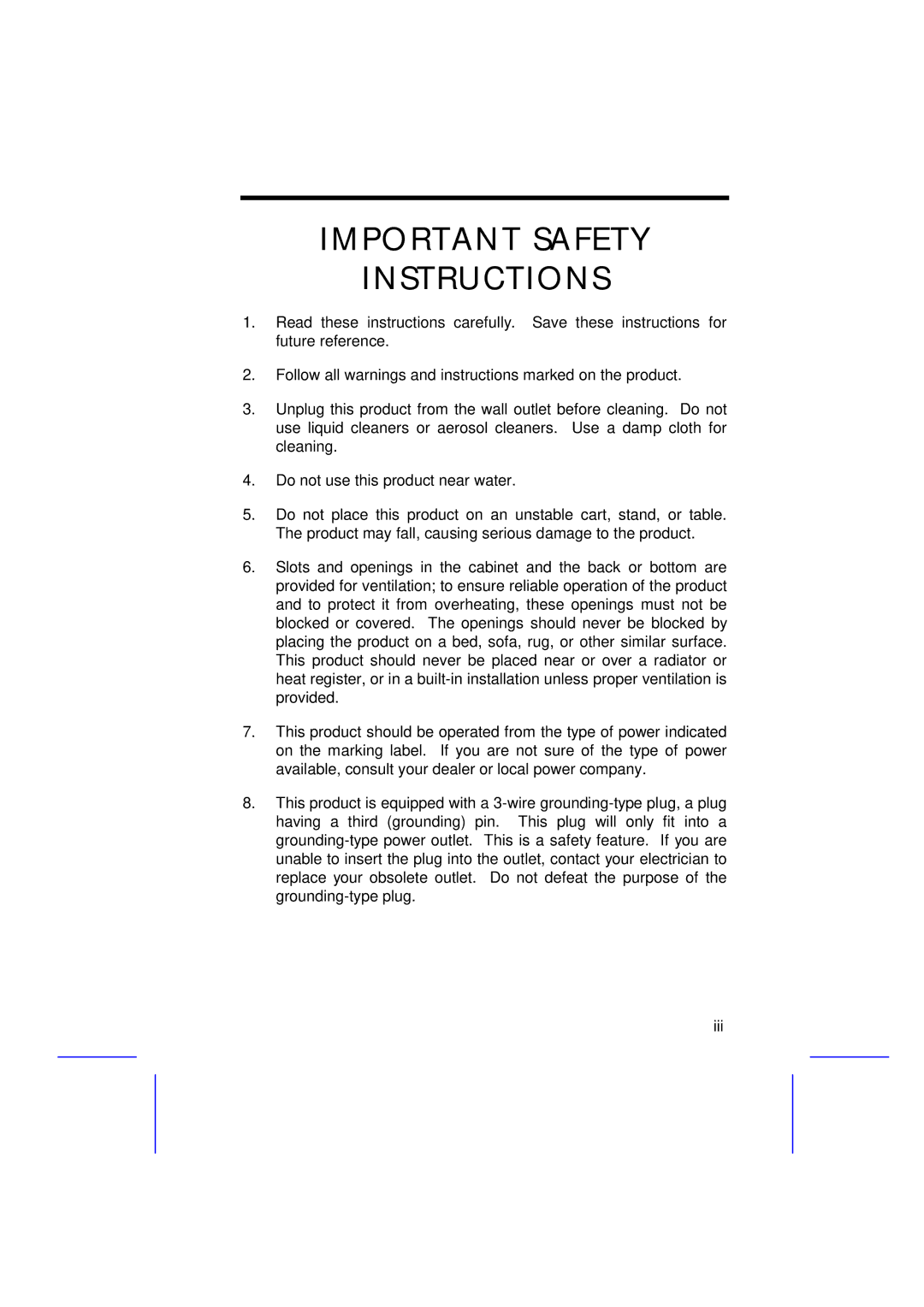 Acer 500L manual Important Safety Instructions 