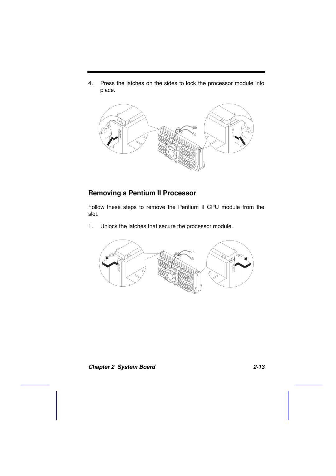 Acer 500L manual Removing a Pentium II Processor 