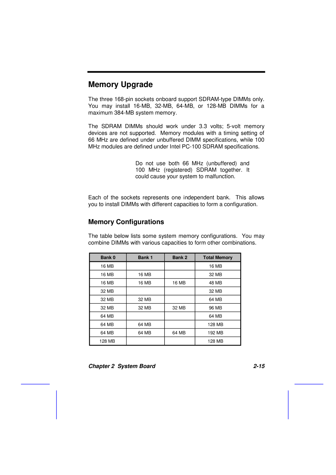 Acer 500L manual Memory Upgrade, Memory Configurations 