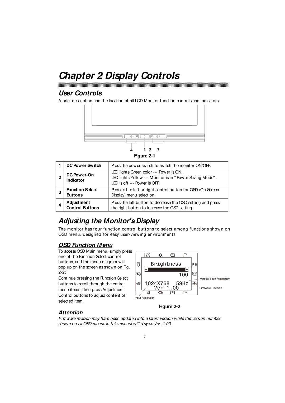 Acer 501 manual Display Controls, User Controls, Adjusting the Monitors Display 