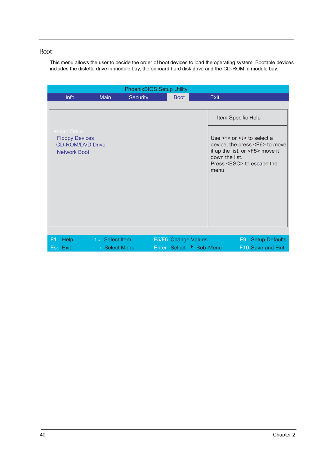 Acer 5020 manual Boot, +Hard Drive 