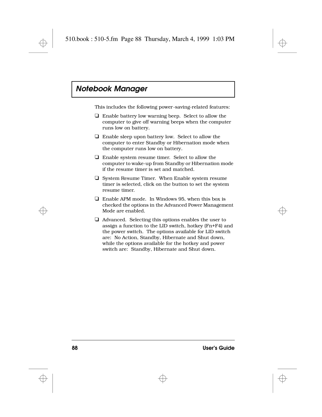 Acer 510 Series manual Book 510-5.fm Page 88 Thursday, March 4, 1999 103 PM 