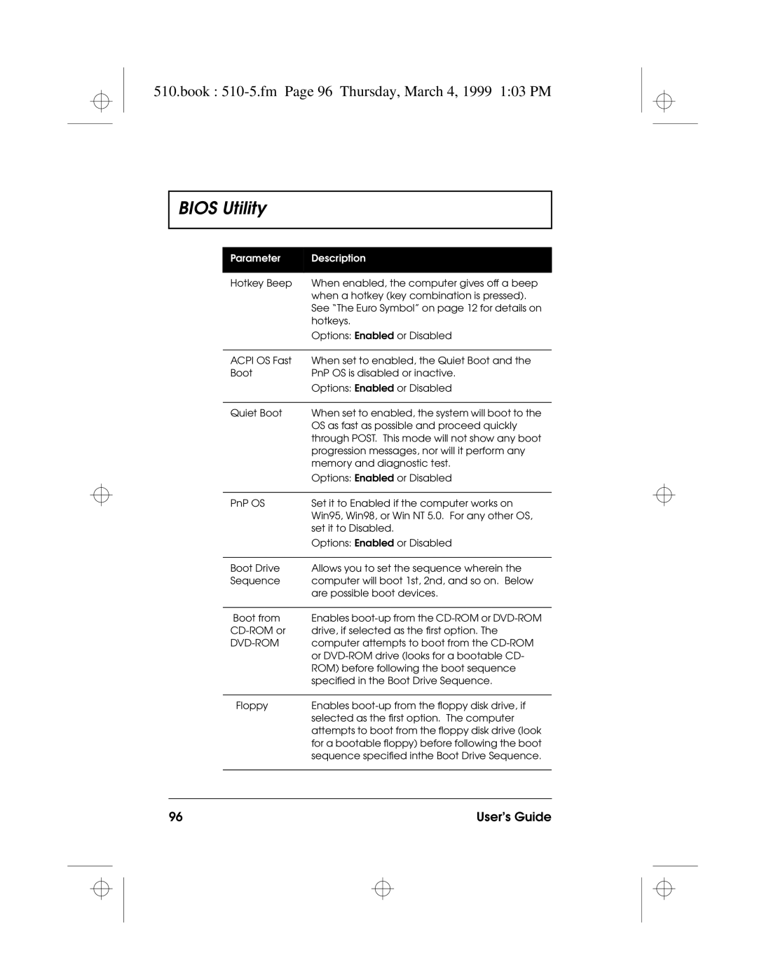 Acer 510 Series manual Book 510-5.fm Page 96 Thursday, March 4, 1999 103 PM 