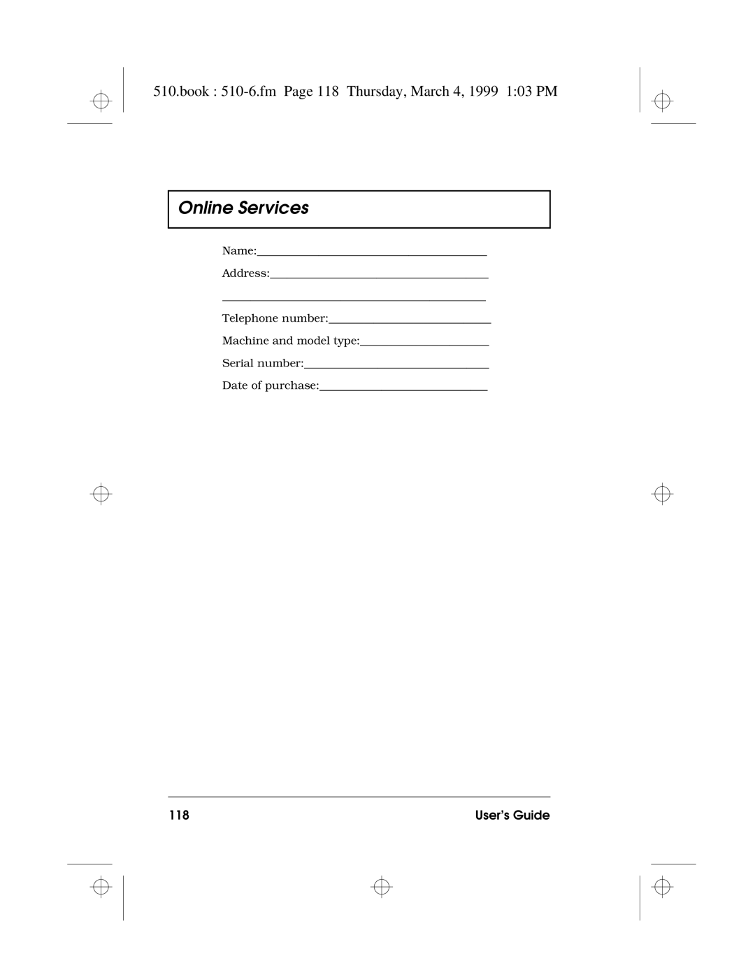 Acer 510 Series manual Book 510-6.fm Page 118 Thursday, March 4, 1999 103 PM, User’s Guide 