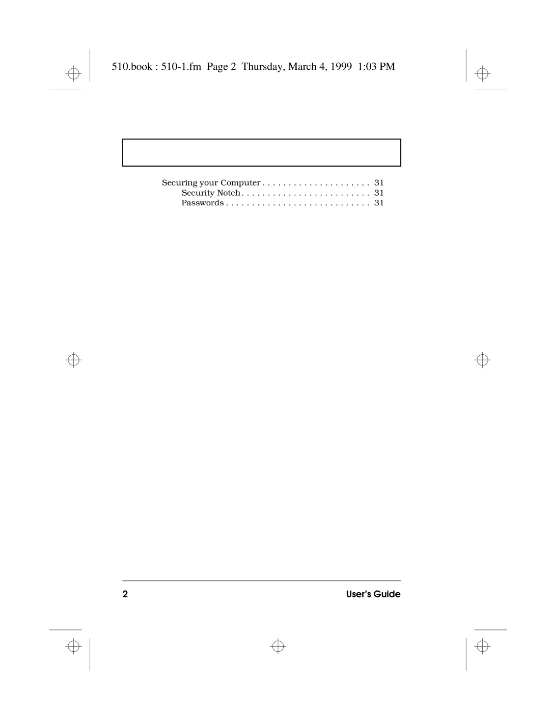 Acer 510 Series manual Book 510-1.fm Page 2 Thursday, March 4, 1999 103 PM, User’s Guide 