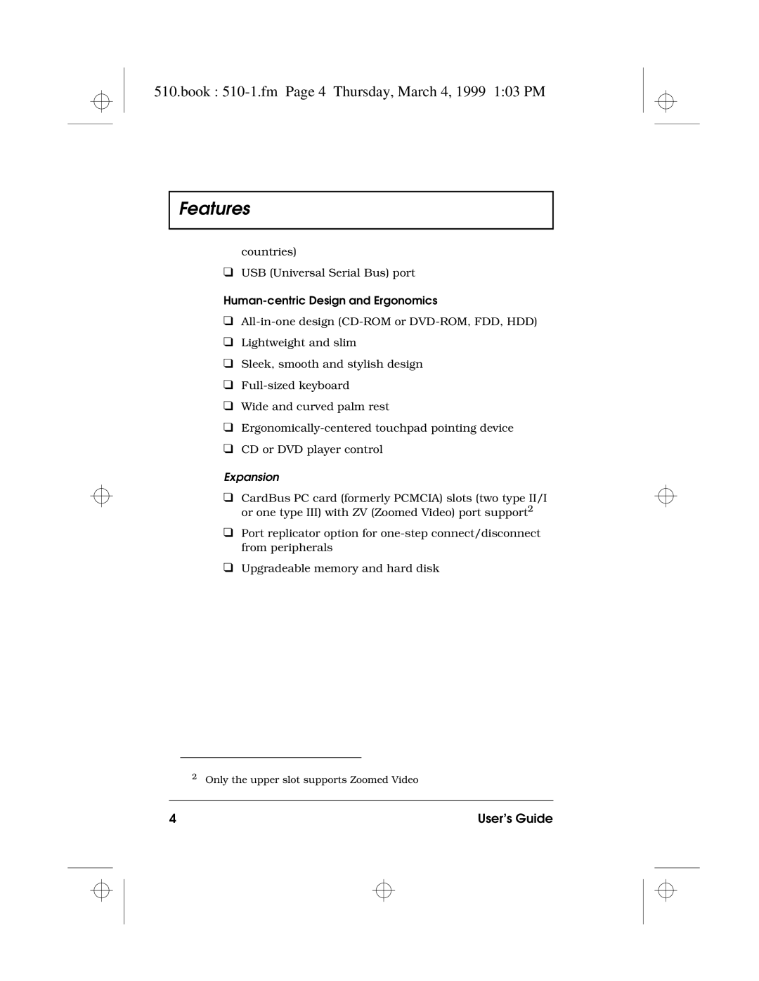 Acer 510 Series manual Book 510-1.fm Page 4 Thursday, March 4, 1999 103 PM, Expansion 