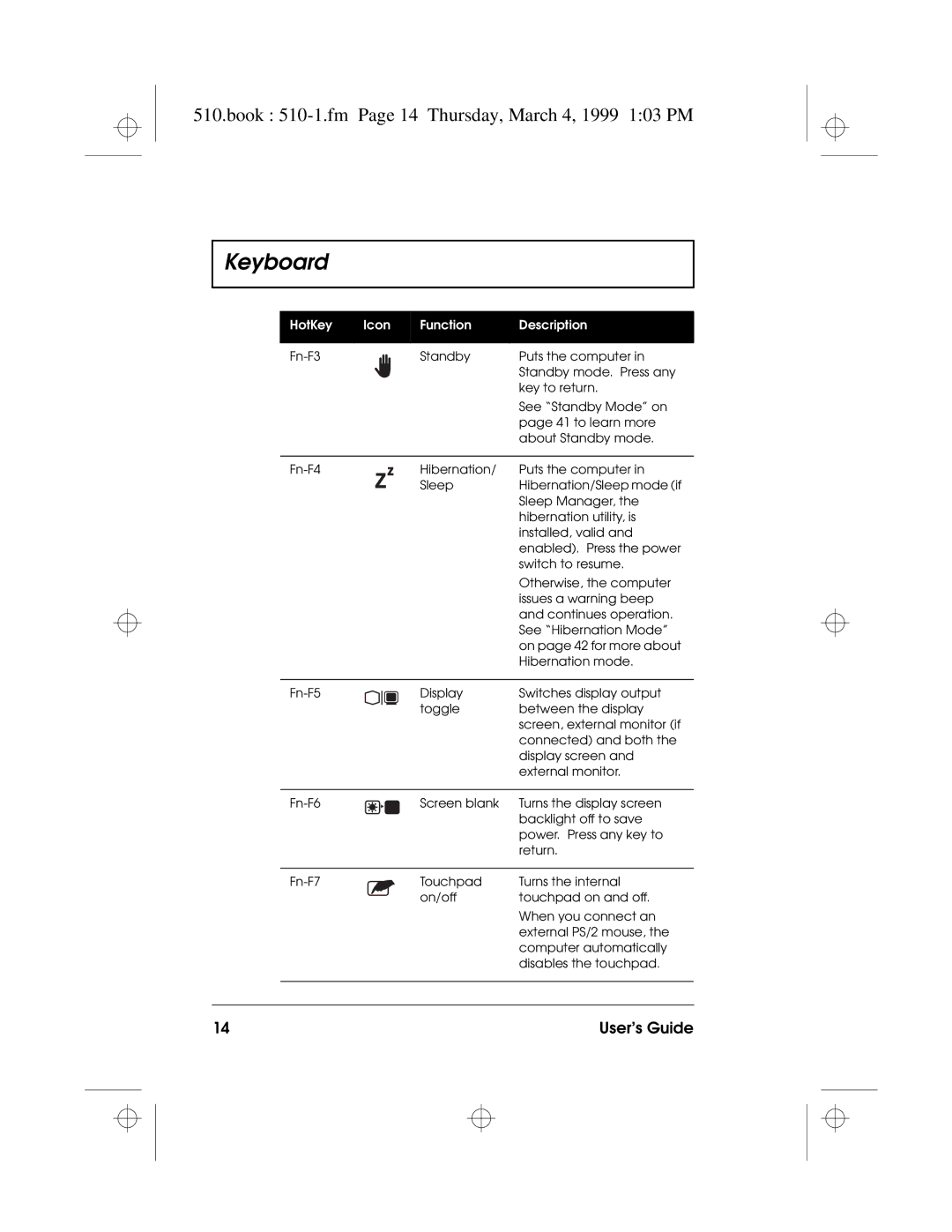 Acer 510 Series manual Book 510-1.fm Page 14 Thursday, March 4, 1999 103 PM 