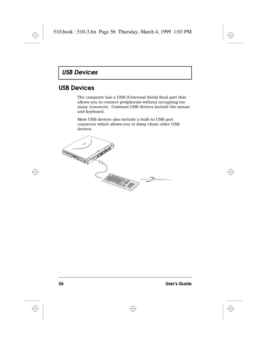 Acer 510 Series manual USB Devices, Book 510-3.fm Page 56 Thursday, March 4, 1999 103 PM 