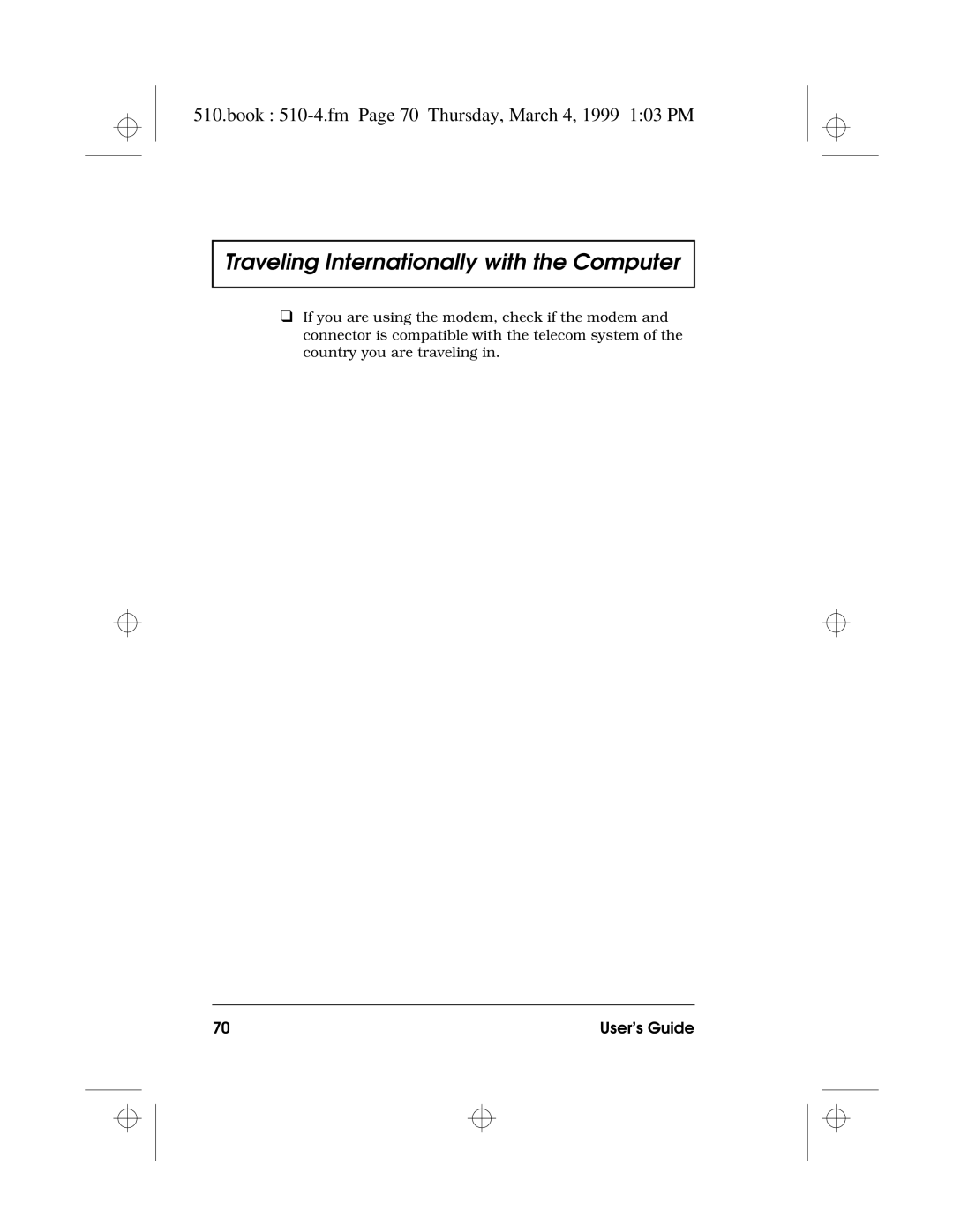 Acer 510 Series manual Book 510-4.fm Page 70 Thursday, March 4, 1999 103 PM 