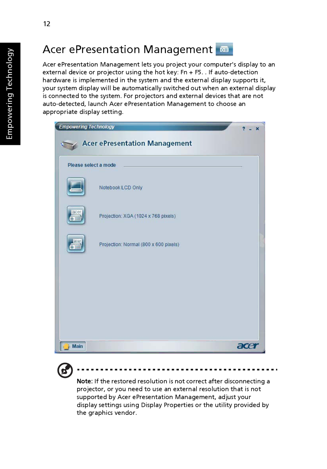 Acer 3100, 5100, 5110 manual Acer ePresentation Management 