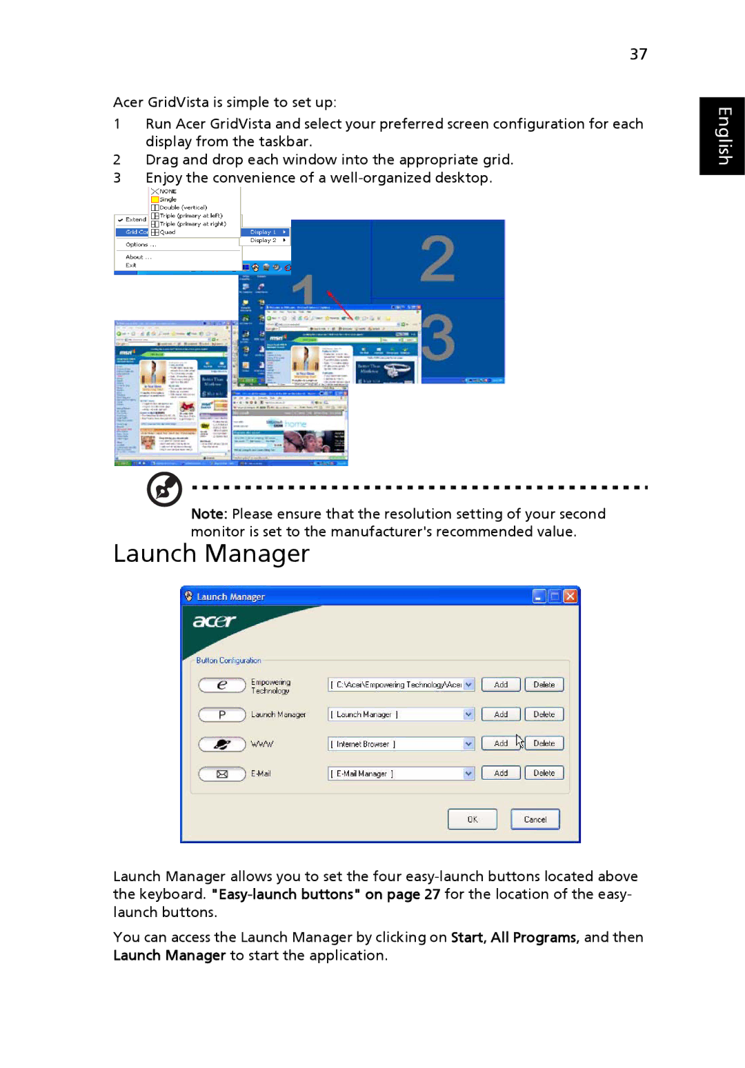 Acer 5100, 5110, 3100 manual Launch Manager 