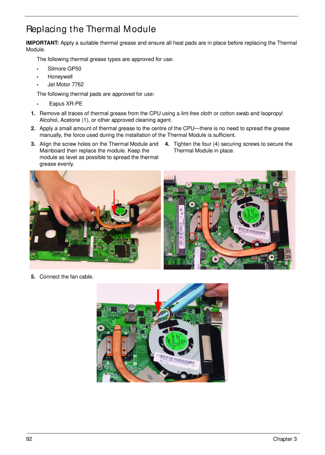 Acer 521 manual Replacing the Thermal Module 