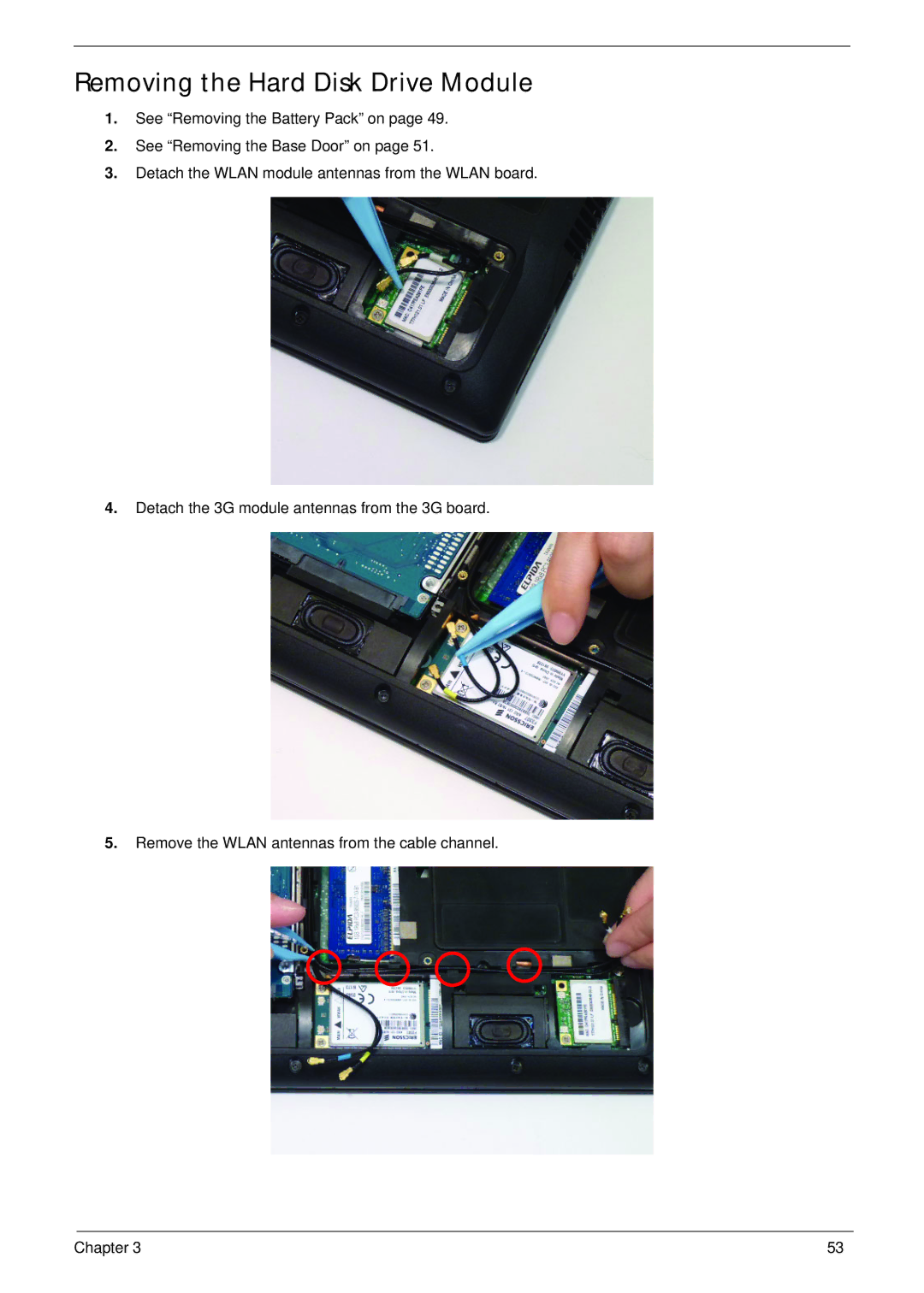 Acer 521 manual Removing the Hard Disk Drive Module 