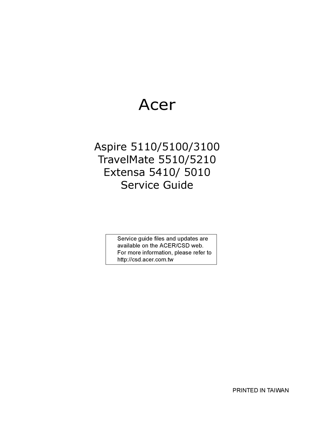 Acer 5210 manual Acer 