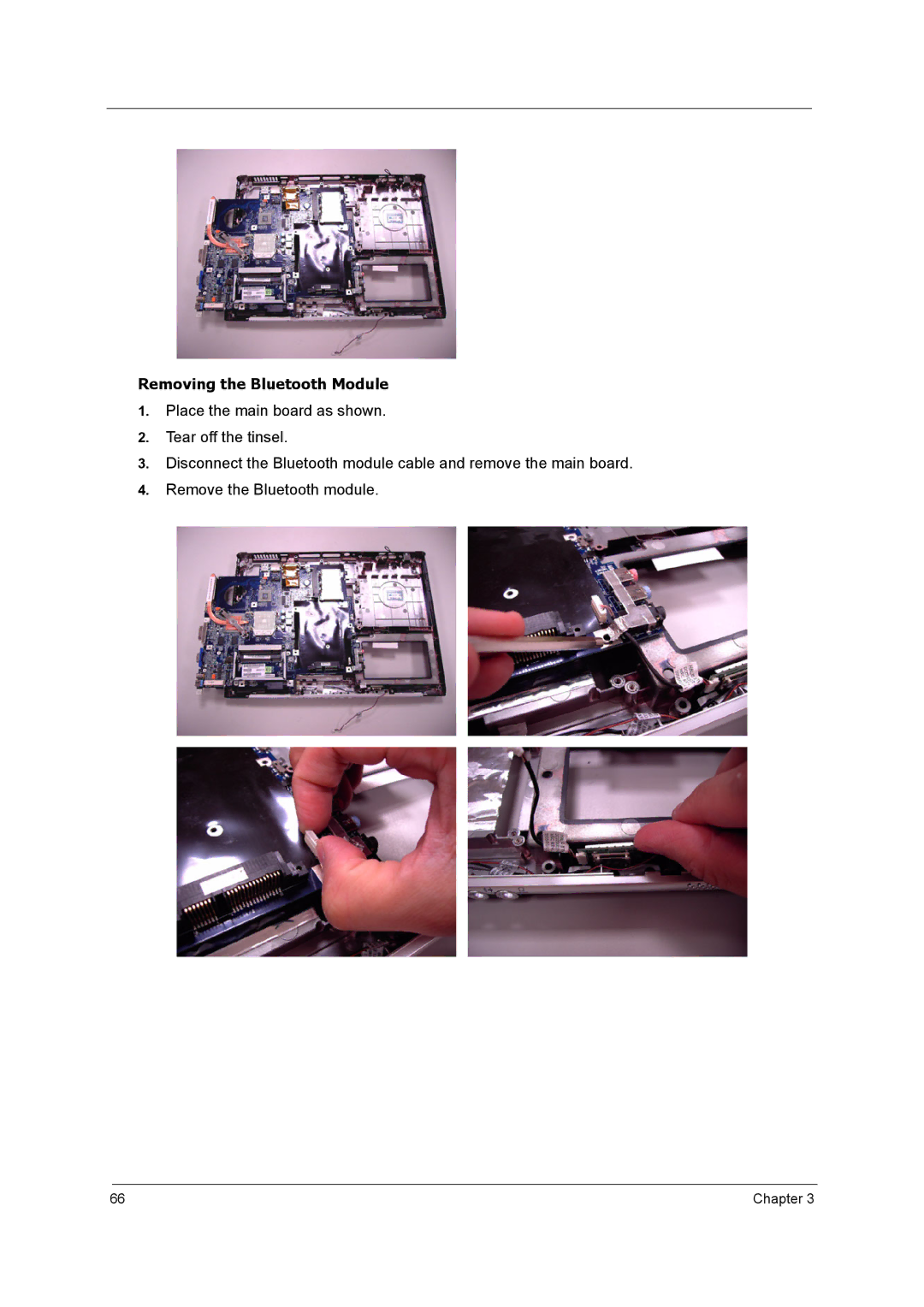 Acer 5210 manual Removing the Bluetooth Module 