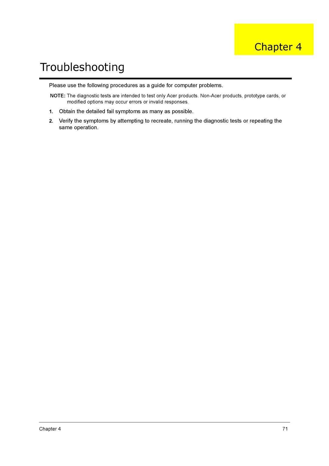 Acer 5210 manual Troubleshooting 