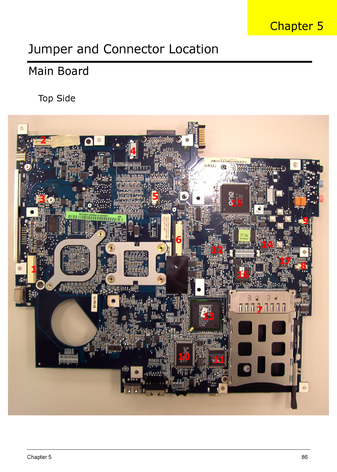 Acer 5210 manual Main Board, Top Side 