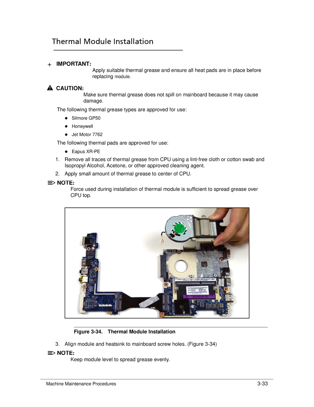 Acer 522 manual Thermal Module Installation 