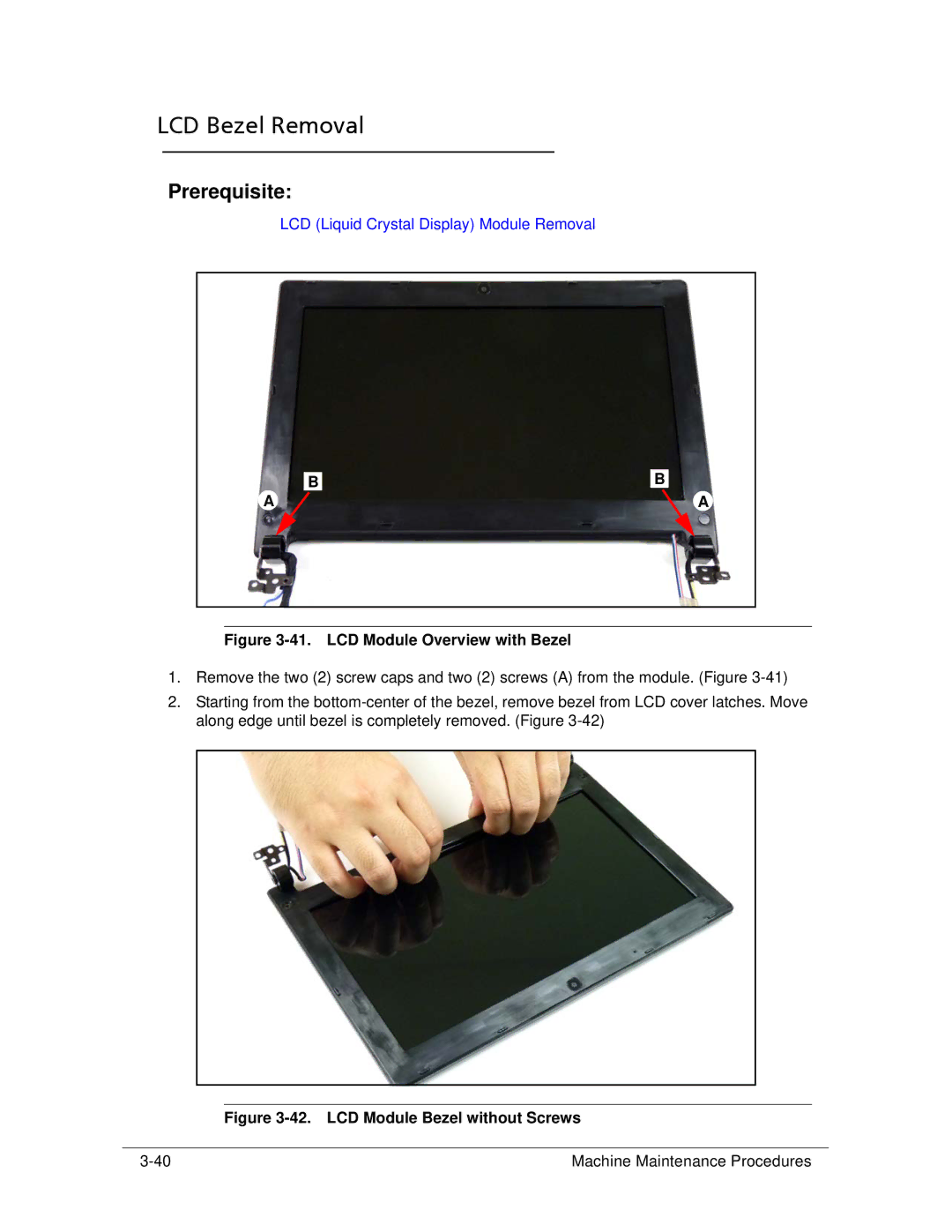 Acer 522 manual LCD Bezel Removal, LCD Module Overview with Bezel 