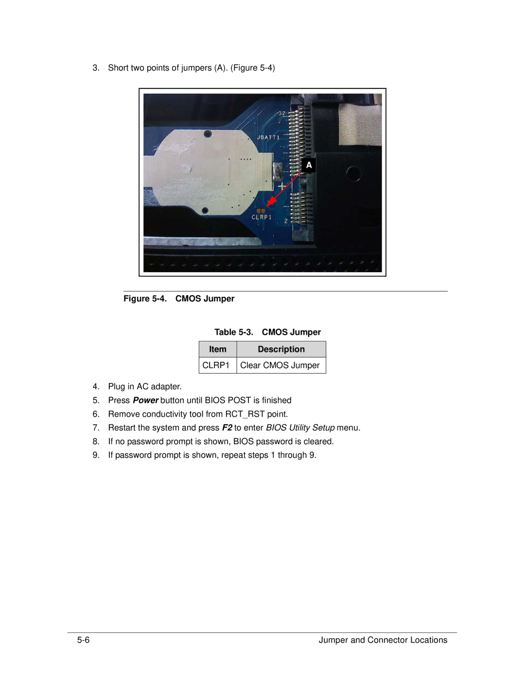 Acer 522 manual Cmos Jumper Description 