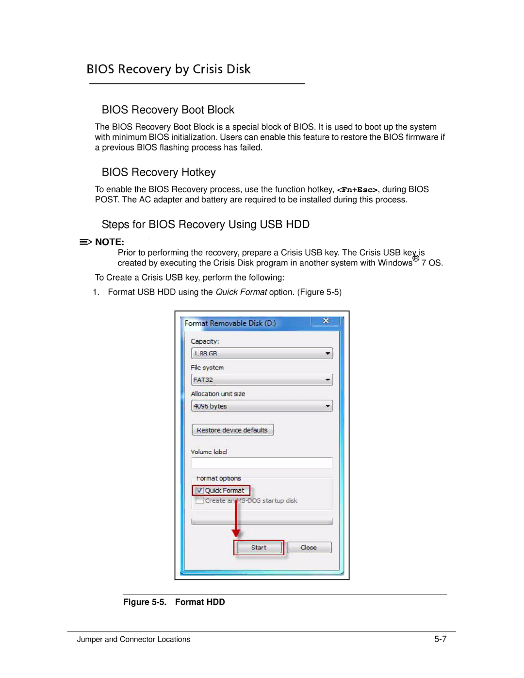 Acer 522 manual Bios Recovery by Crisis Disk, Format HDD 