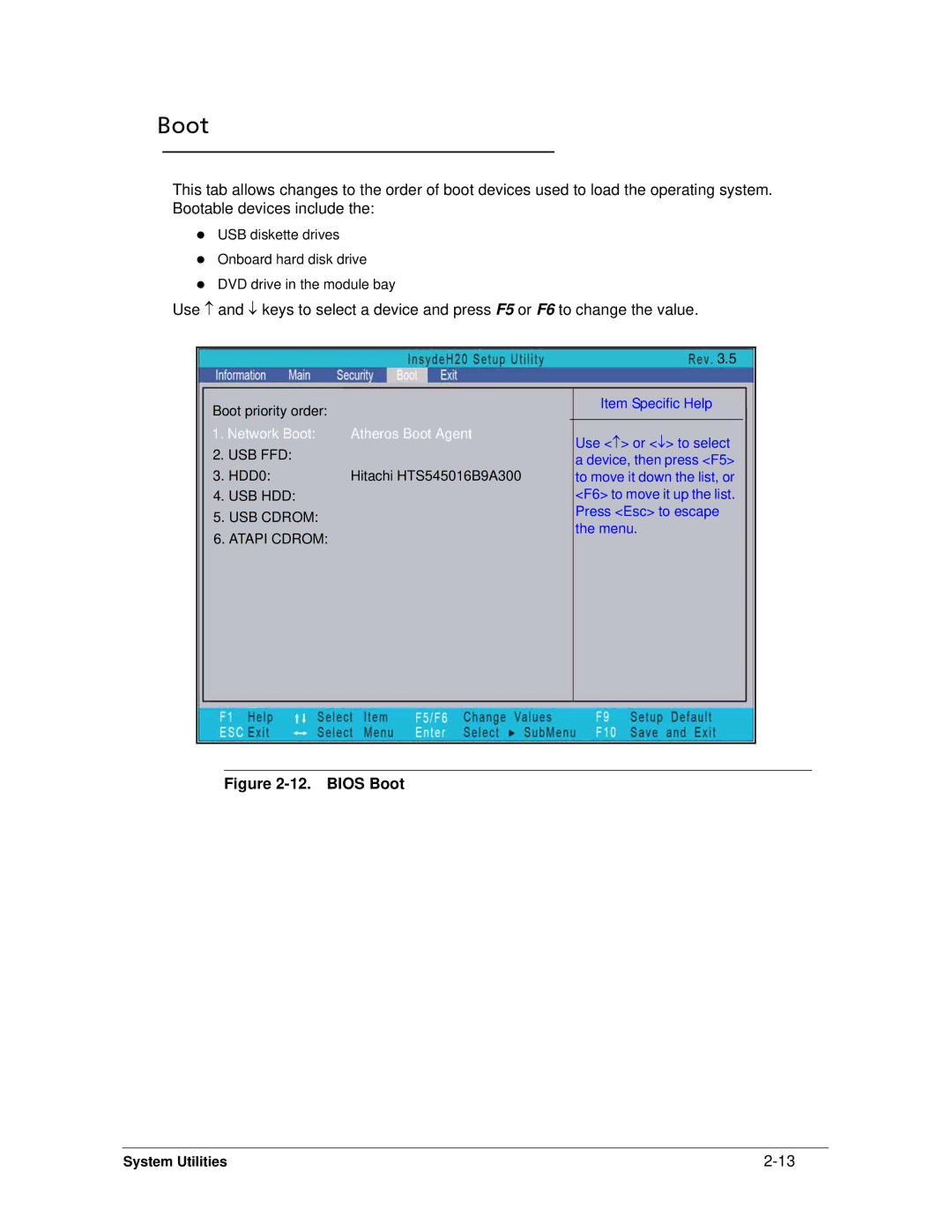 Acer 522 manual Bios Boot 