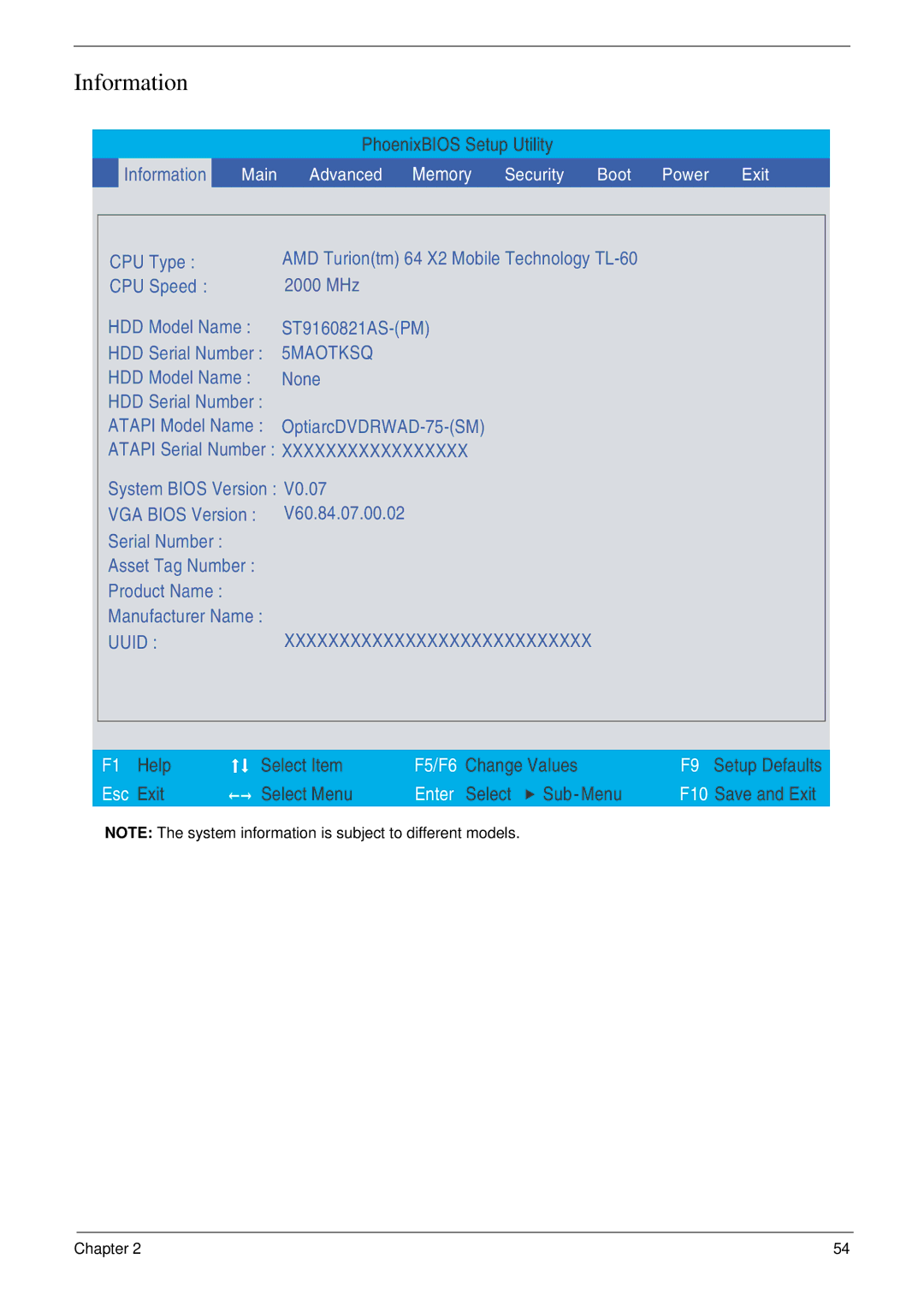 Acer 5220 manual Information 