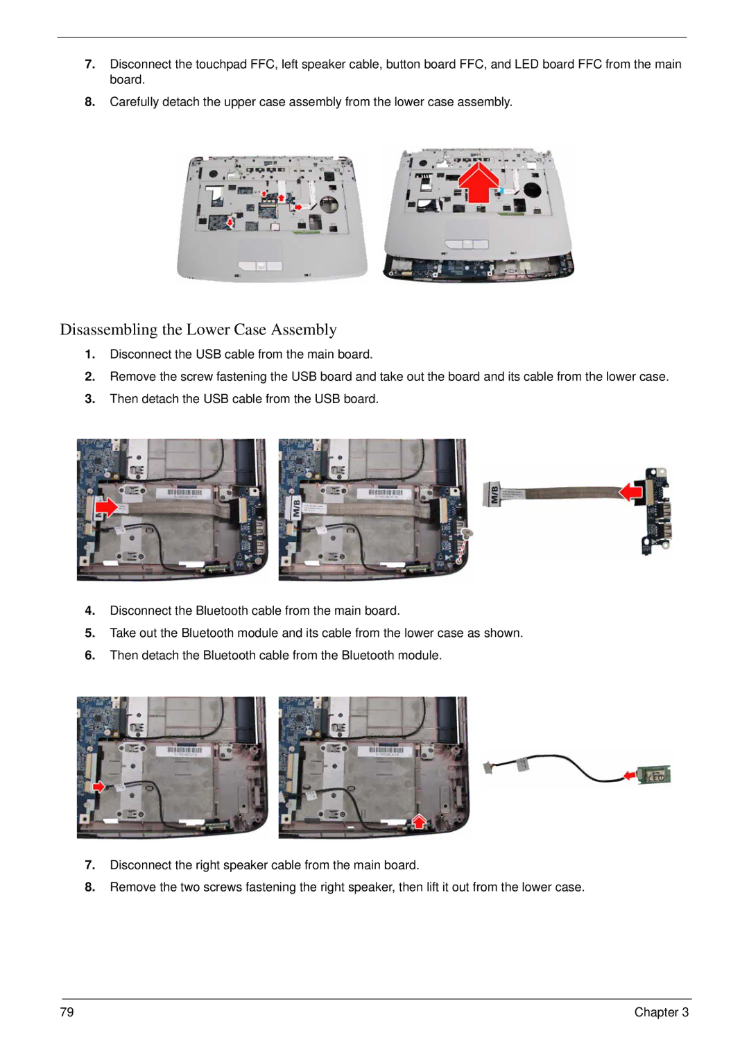 Acer 5220 manual Disassembling the Lower Case Assembly 