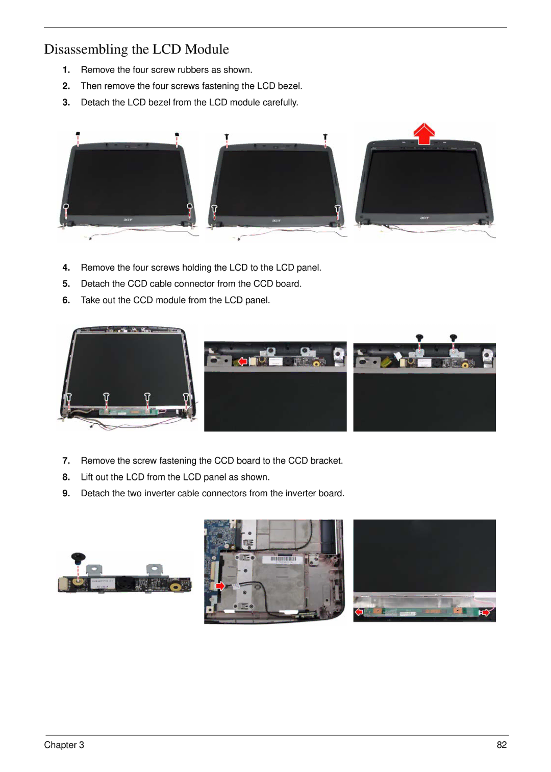 Acer 5220 manual Disassembling the LCD Module 