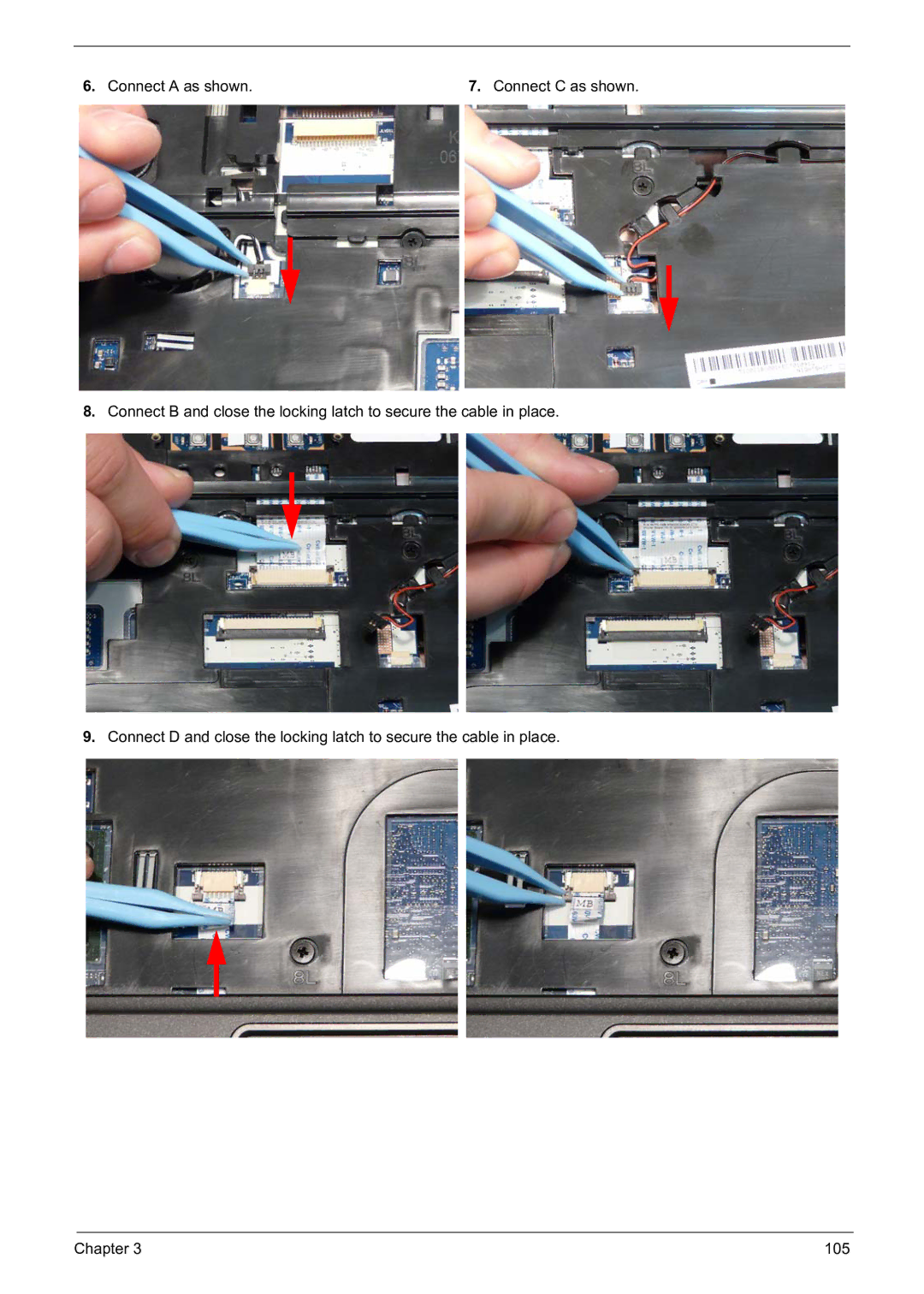 Acer 5241 manual Connect a as shown Connect C as shown 