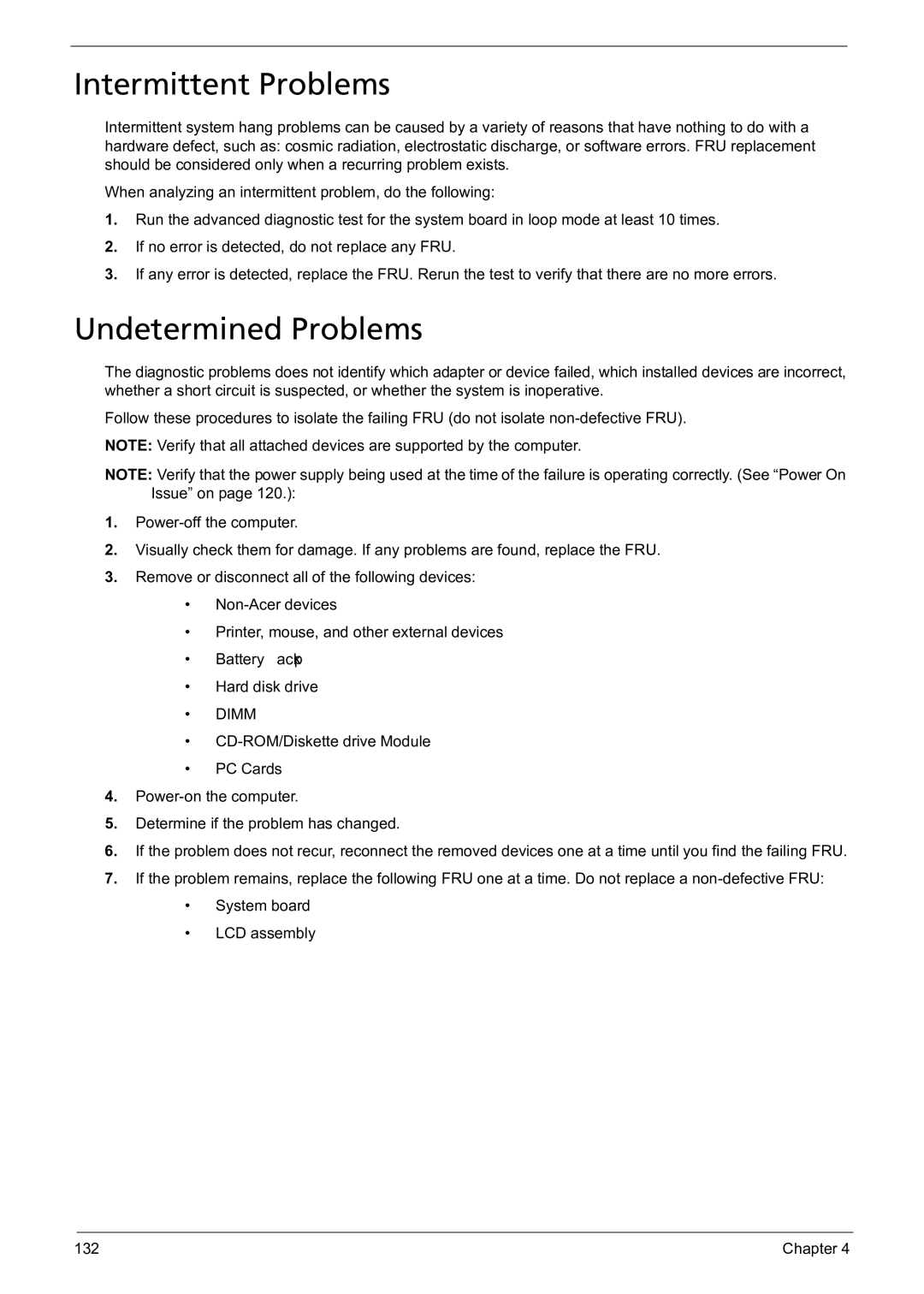 Acer 5241 manual Intermittent Problems, Undetermined Problems, Dimm 