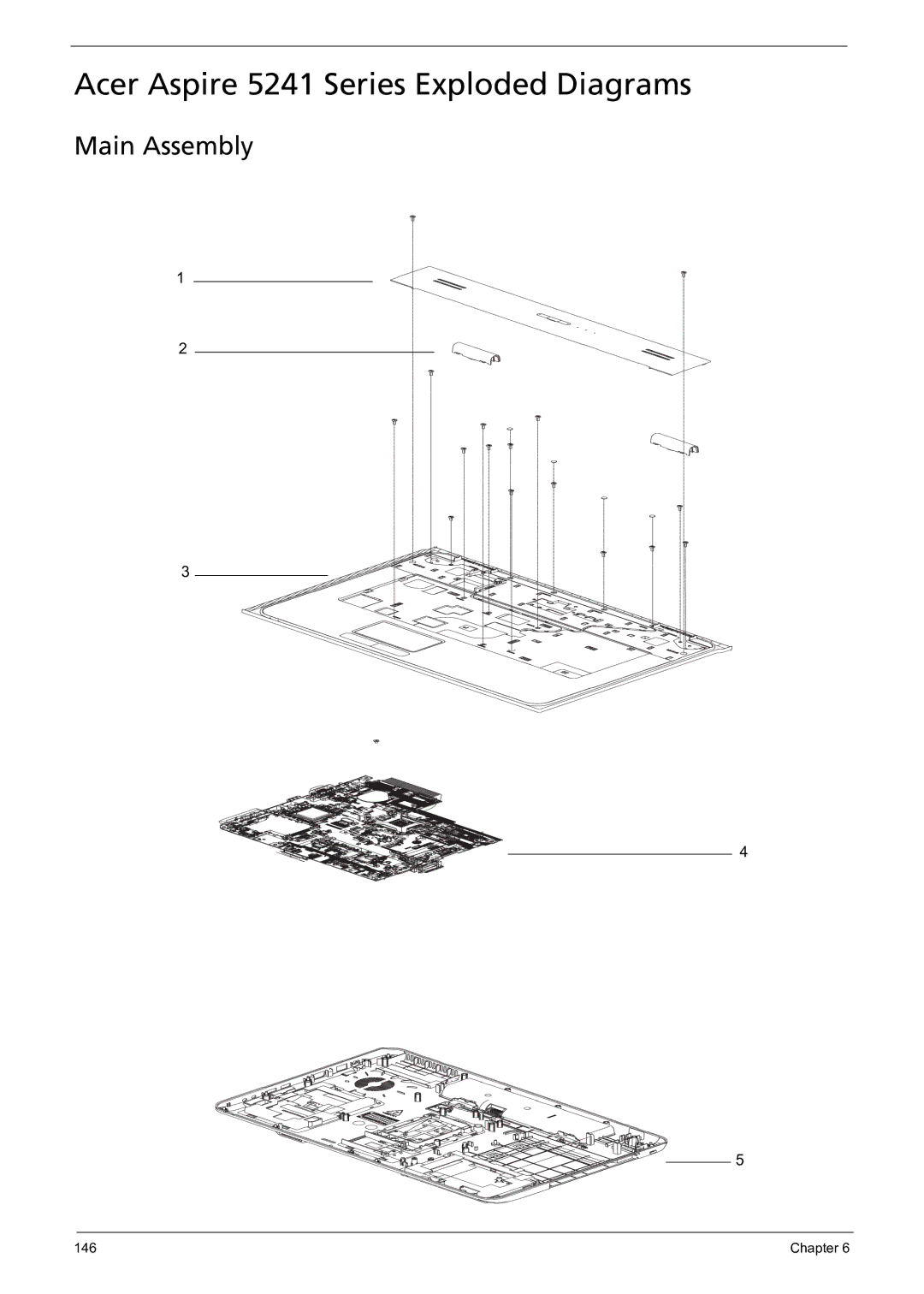 Acer manual Acer Aspire 5241 Series Exploded Diagrams, Main Assembly 