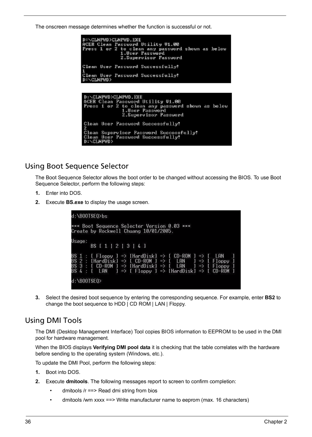 Acer 5241 manual Using Boot Sequence Selector, Using DMI Tools 