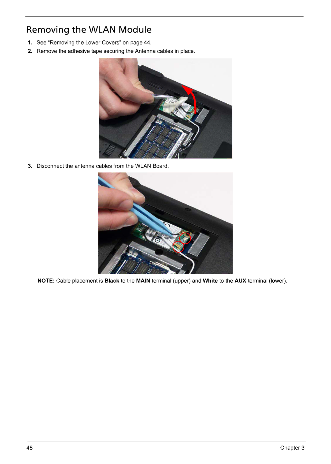 Acer 5241 manual Removing the Wlan Module 