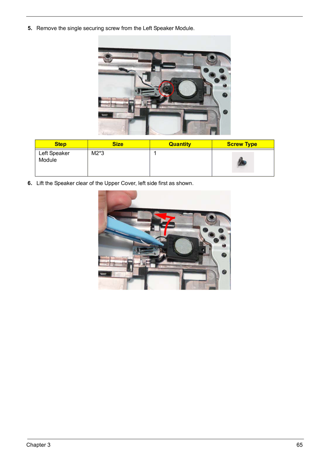 Acer 5241 manual Step Size Quantity Screw Type 