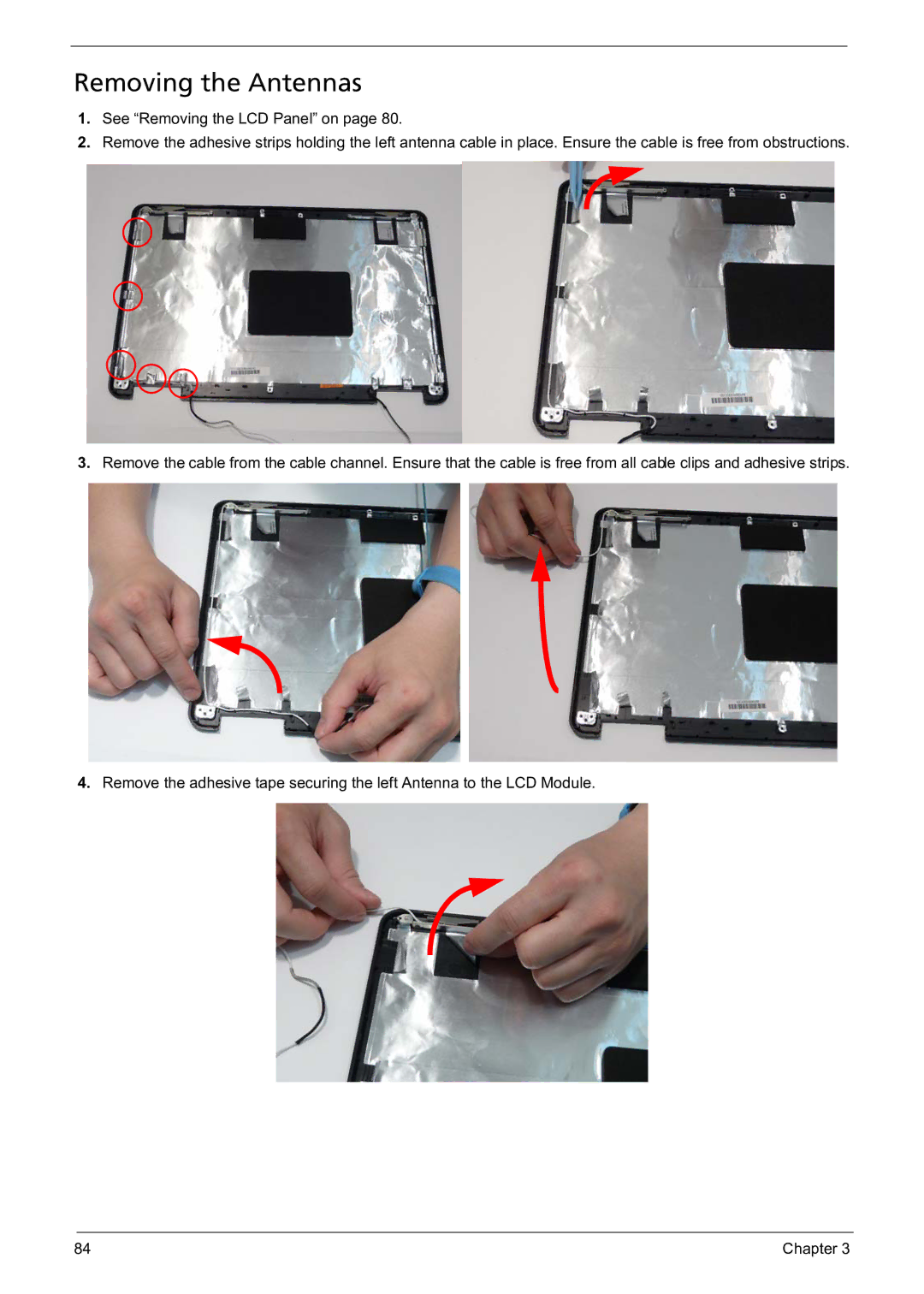 Acer 5241 manual Removing the Antennas 