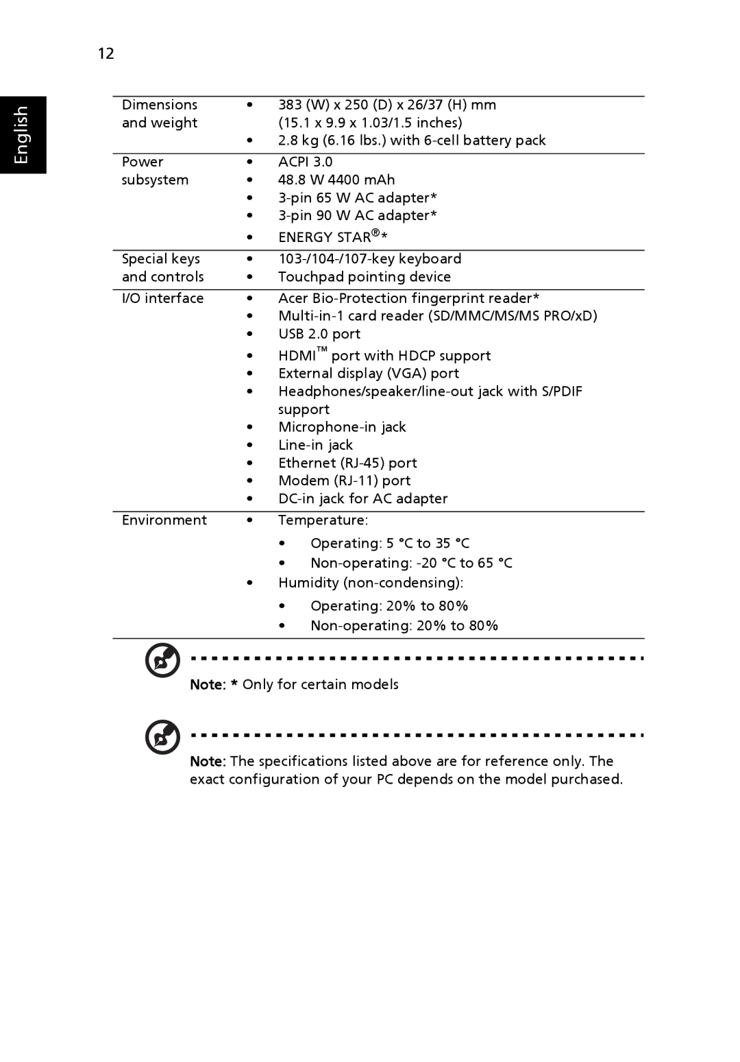 Acer 5242, 5542 manual Energy Star 