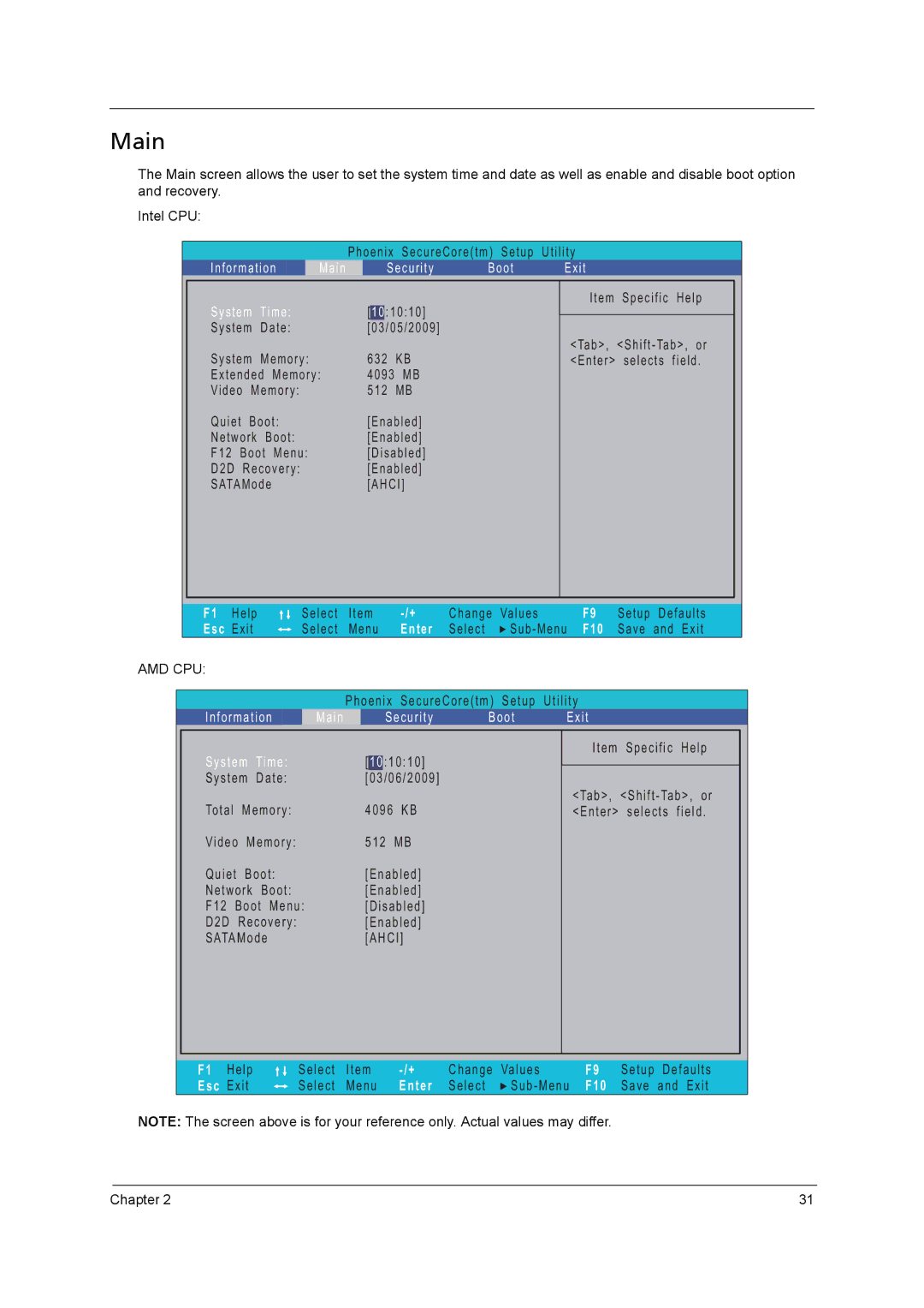 Acer 5738G, 5242, 5542G, 5738DZG manual Main 