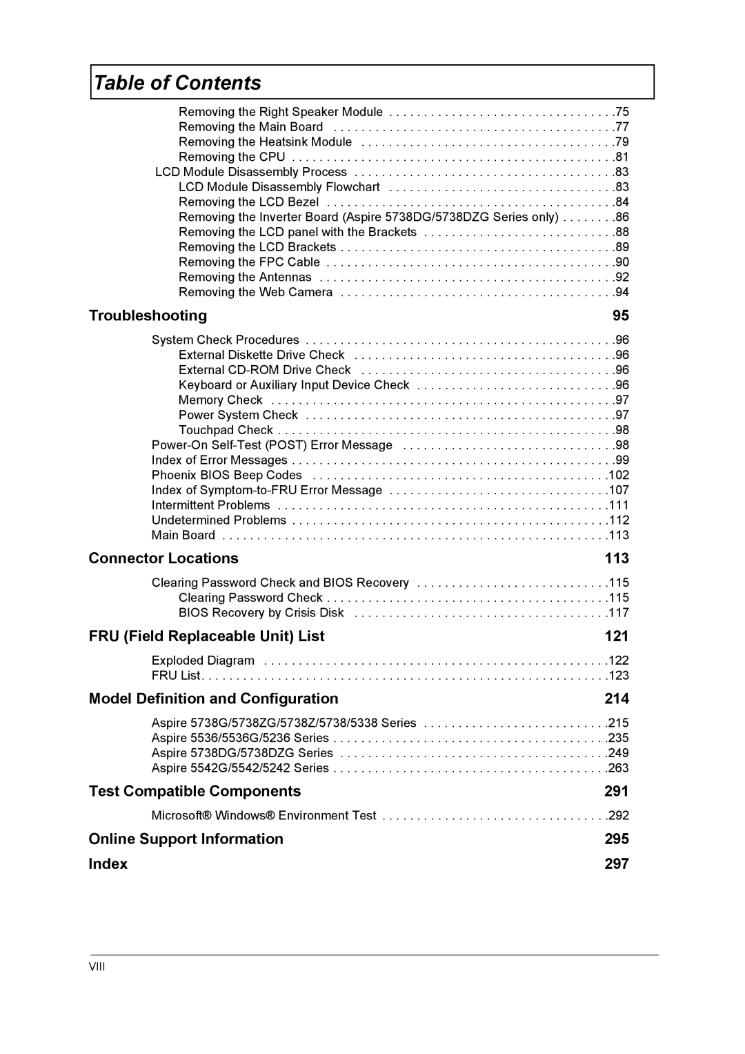 Acer 5738DZG, 5242, 5542G, 5738G manual Troubleshooting, Microsoft Windows Environment Test 