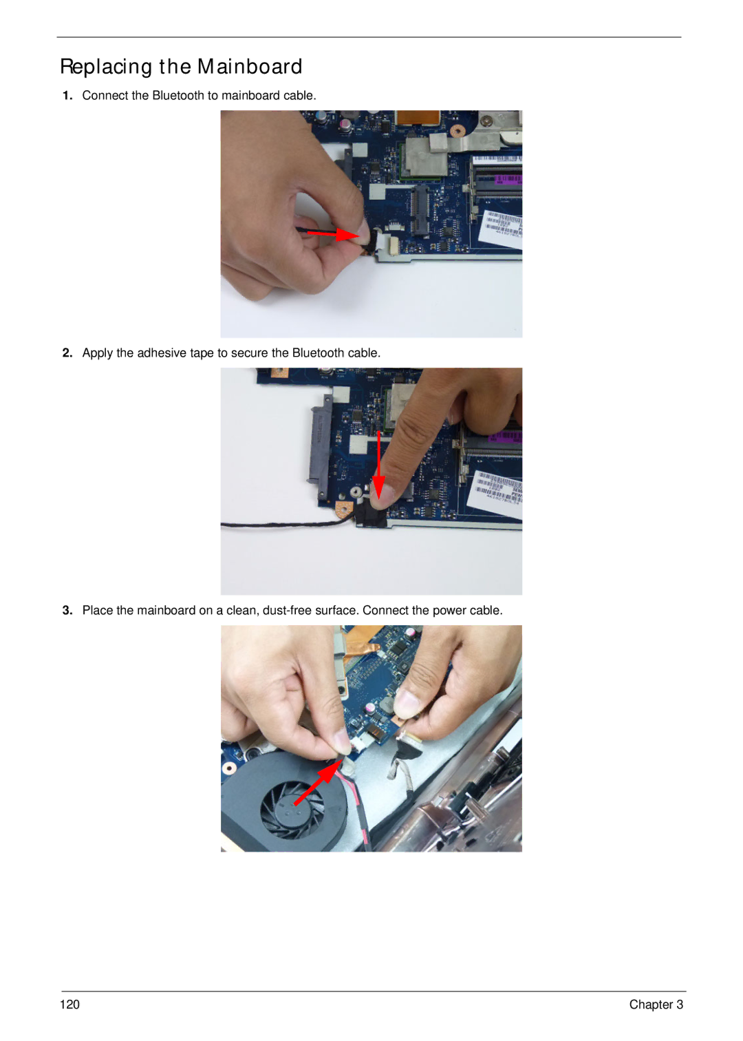 Acer 5552G, 5252 manual Replacing the Mainboard 