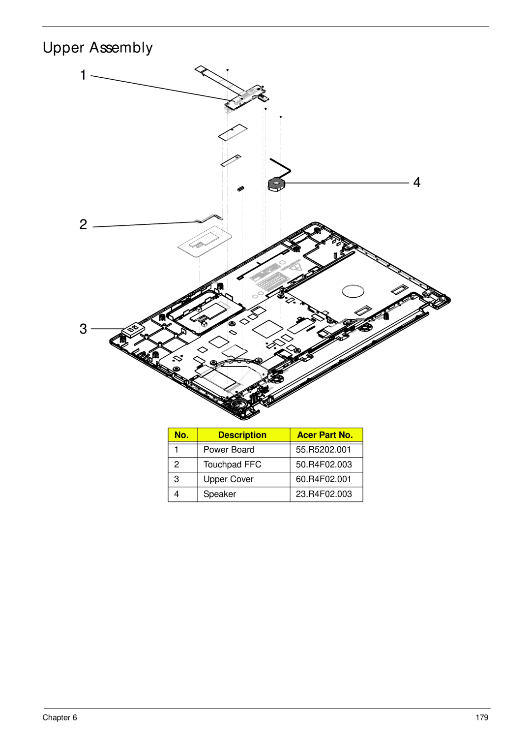 Acer 5252, 5552G manual Upper Assembly 