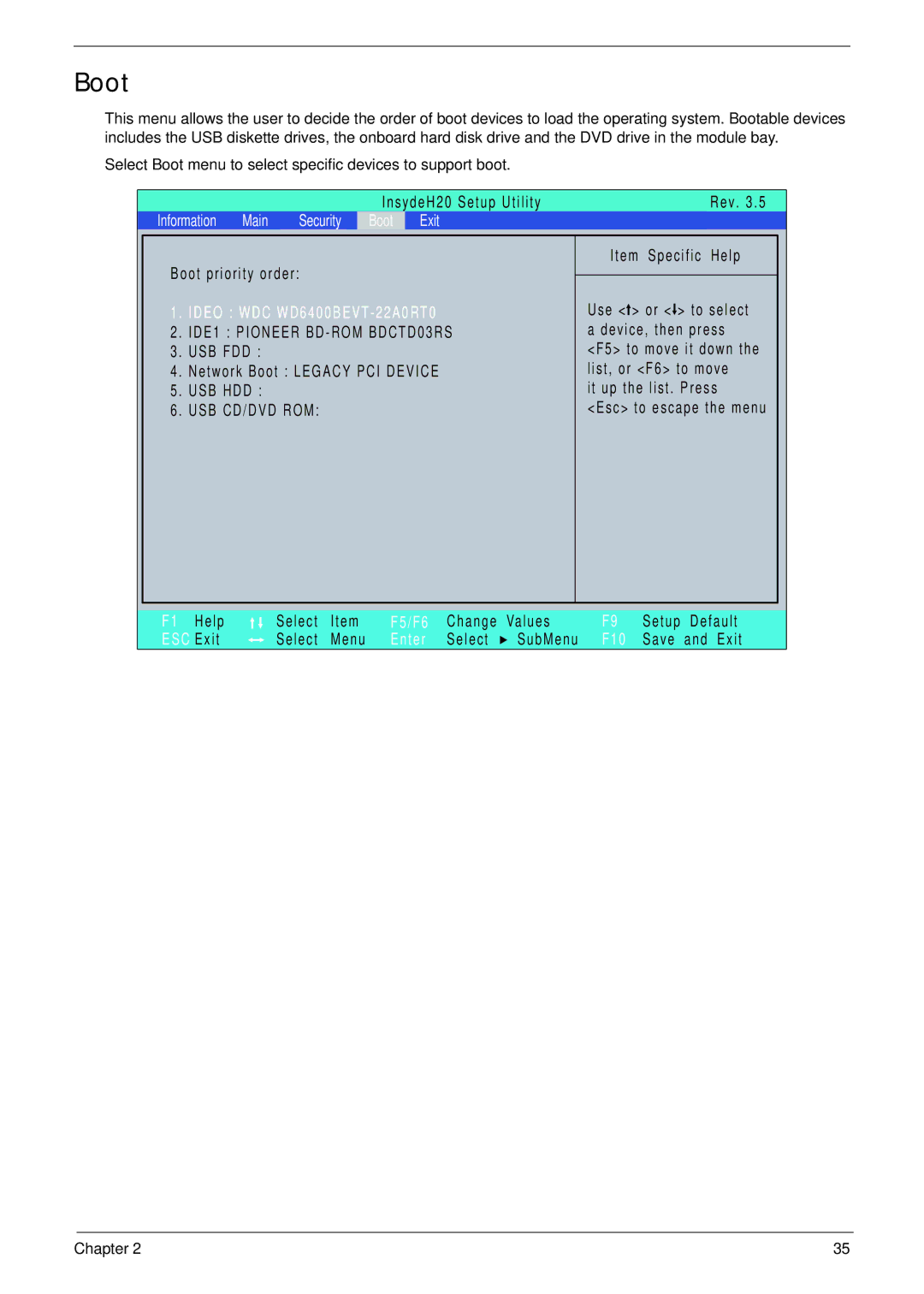 Acer 5252, 5552G manual Boot, Usb Cd/Dvd Rom 