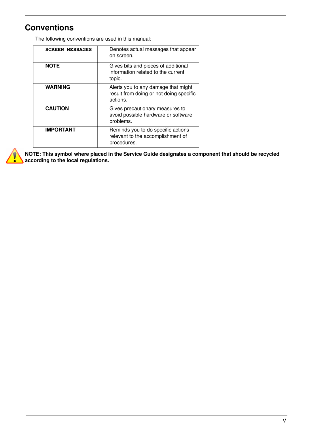 Acer 5252, 5552G manual Conventions 