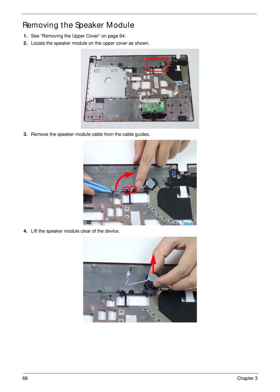 Acer 5252, 5552G manual Removing the Speaker Module 