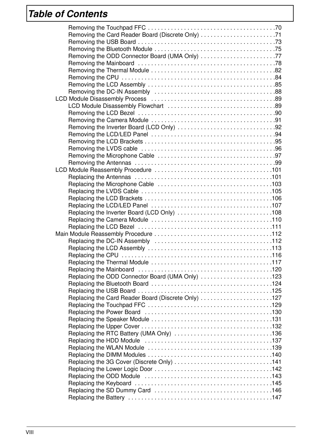 Acer 5252, 5552G manual Table of Contents 