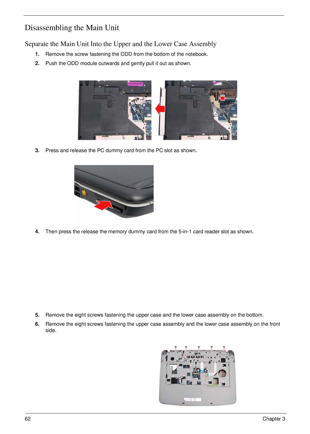 Acer 5310G, 5710G manual Disassembling the Main Unit 