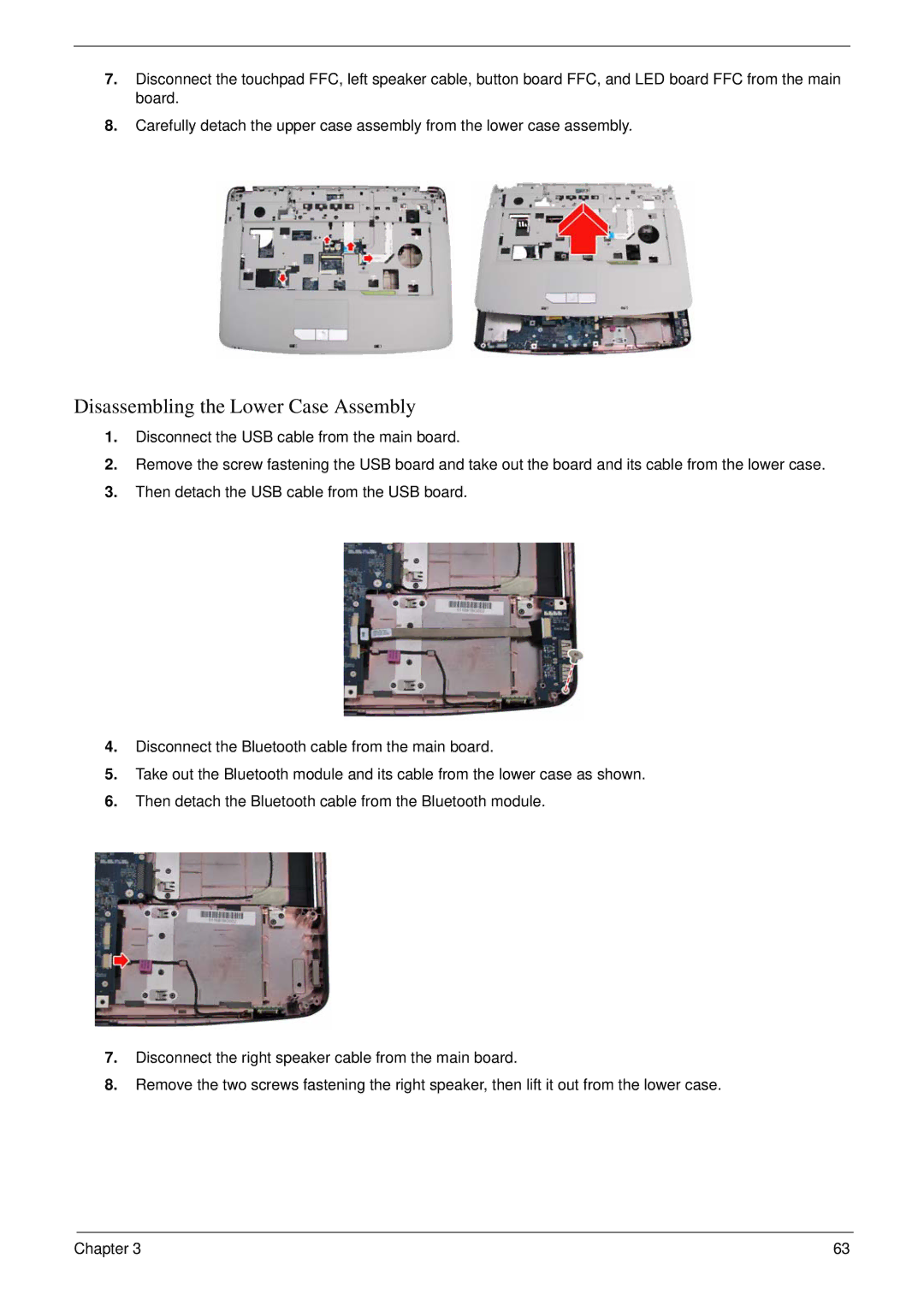 Acer 5710G, 5310G manual Disassembling the Lower Case Assembly 